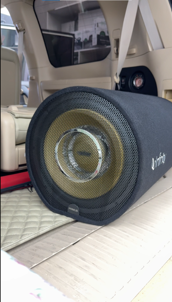 Car subwoofer installed in a car for a custom car audio system